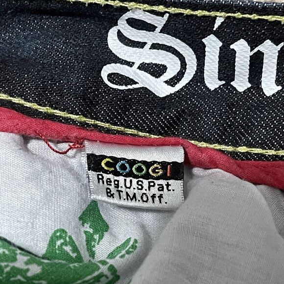 Coogi Jeans Mens 34x33 Dark Wash Baggy Embroidered Yellow Hornet Bee Y2K Hip Hop - Picture 10 of 15